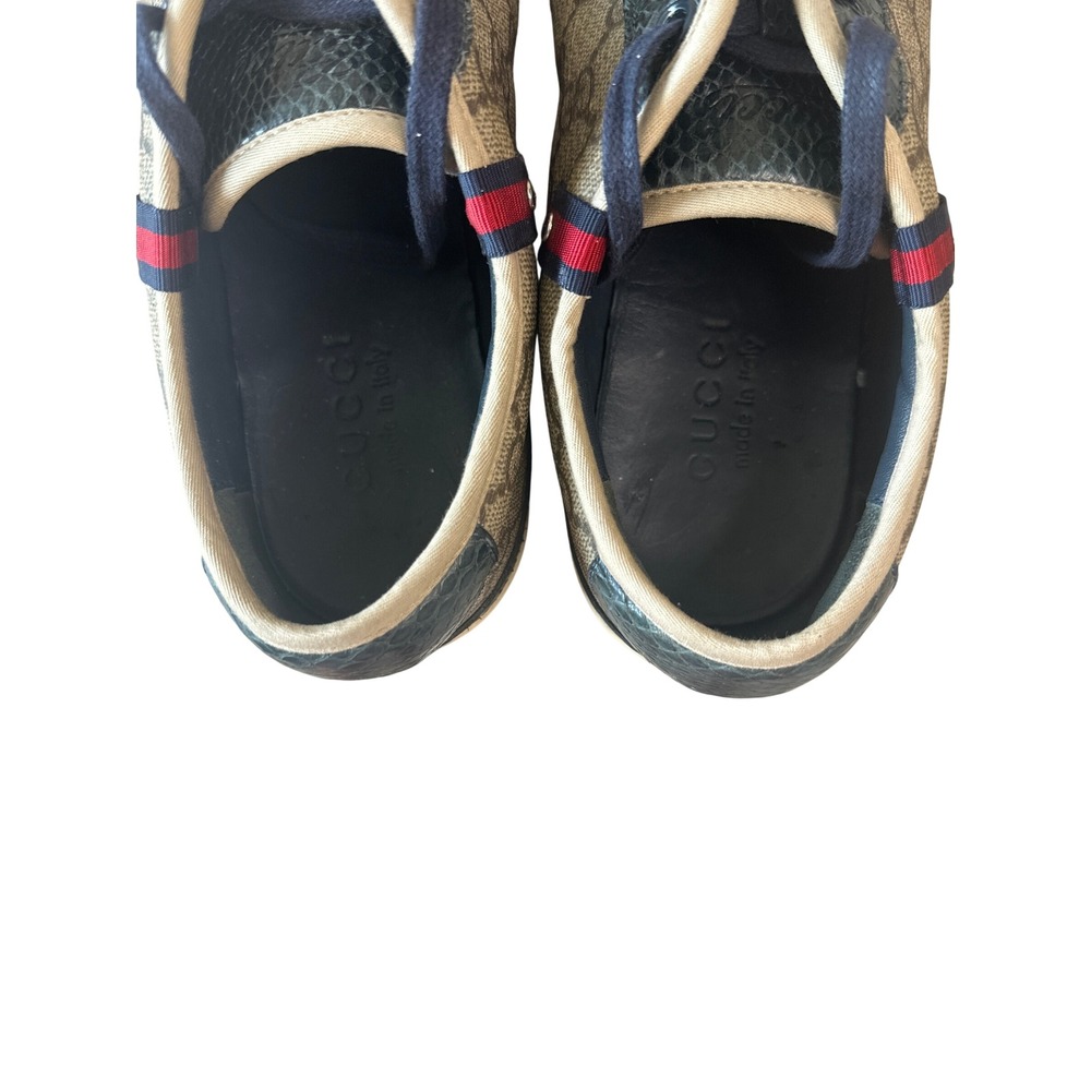 Gucci GG Supreme Python Embossed Low Top Sneakers Web Stripe Men's 7.5G - Picture 4 of 14